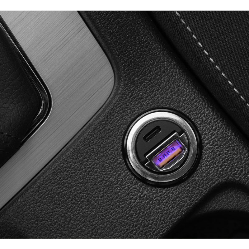 FIXED Autonabíječka s USB-C a USB-A výstupem, PD30W - černá