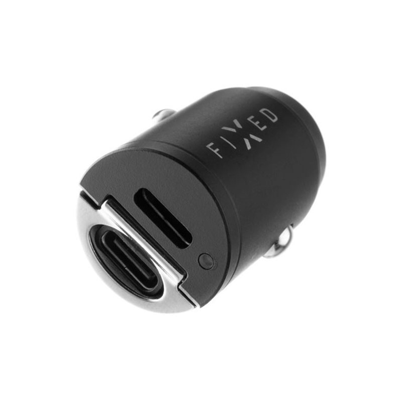 FIXED Autonabíječka s 2x USB-C výstupem, PD30W - černá