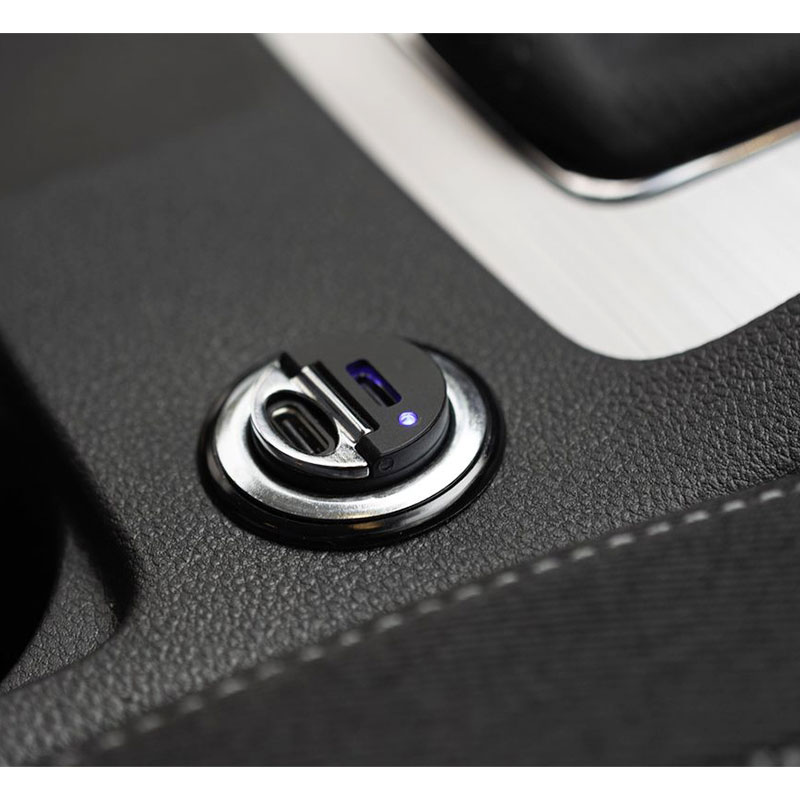 FIXED Autonabíječka s 2x USB-C výstupem, PD30W - černá