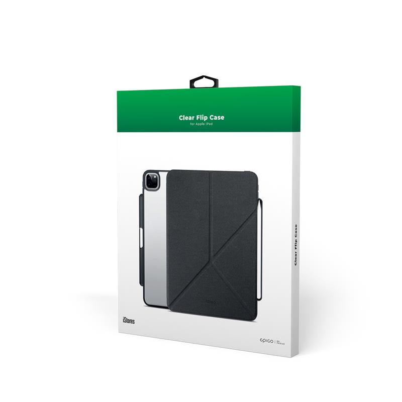 iStores by EPICO Clear Flip Case iPad Pro 12,9" (2018,,2020,2021,2022)/ iPad Air 13" (M2) - čierna transparetná