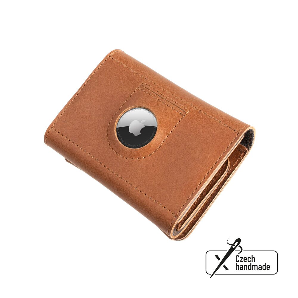 FIXED kožená peněženka Tripple Wallet for Air Tag z pravé hovězí kůže, hnědá