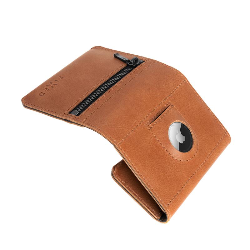 FIXED kožená peněženka Tripple Wallet for Air Tag z pravé hovězí kůže, hnědá