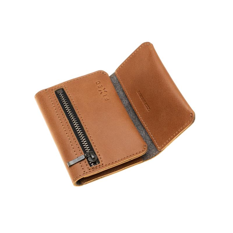 FIXED kožená peněženka Tripple Wallet for Air Tag z pravé hovězí kůže, hnědá