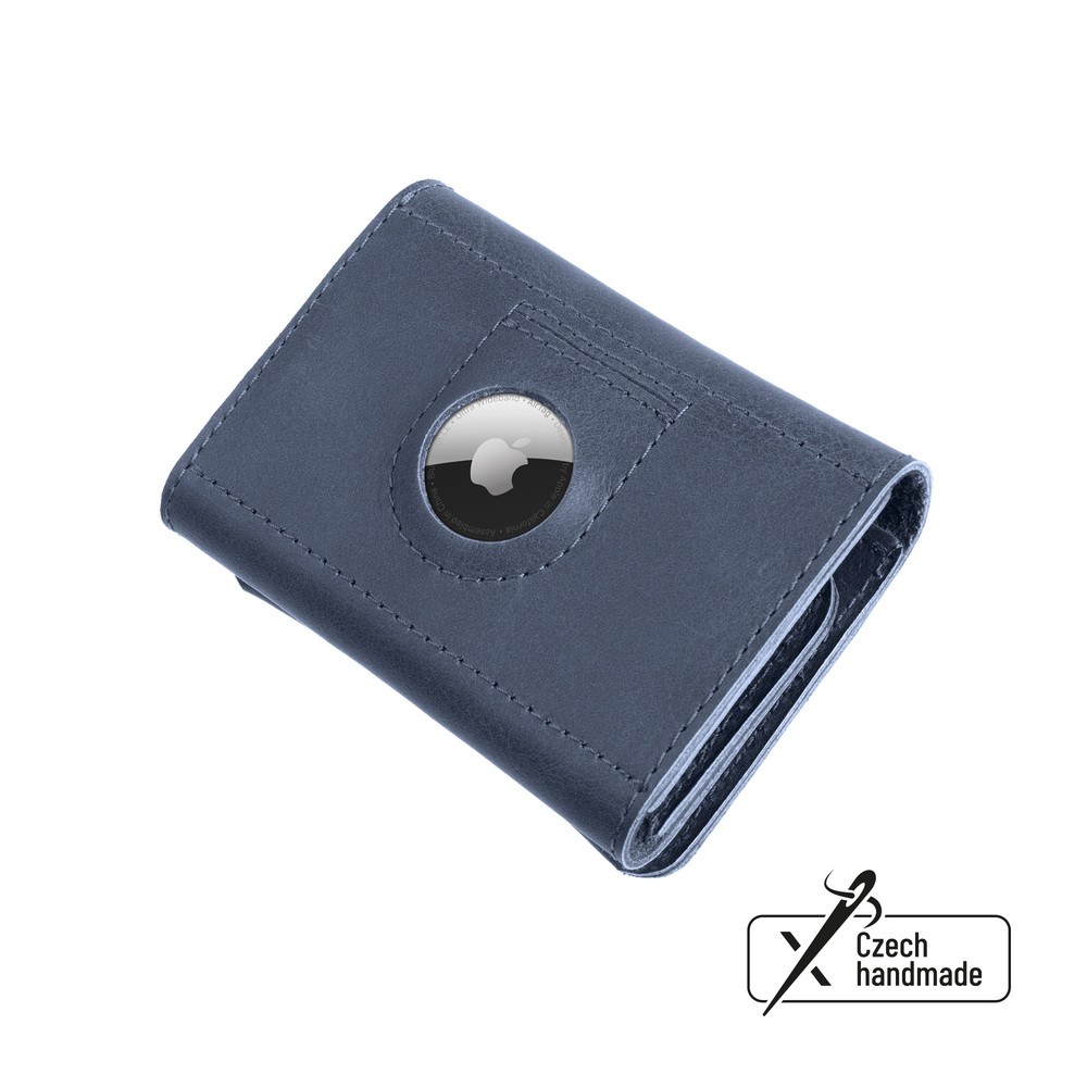 FIXED kožená peněženka Tripple Wallet for Air Tag z pravé hovězí kůže, modrá