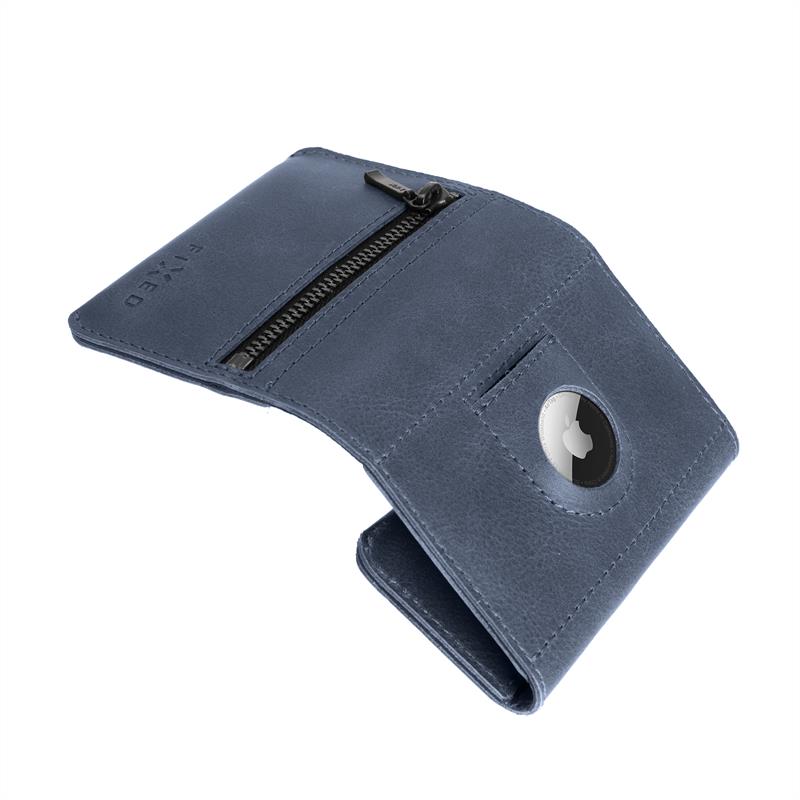 FIXED kožená peněženka Tripple Wallet for Air Tag z pravé hovězí kůže, modrá