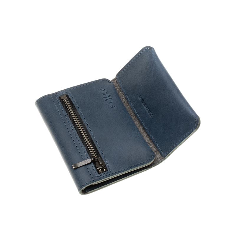 FIXED kožená peněženka Tripple Wallet for Air Tag z pravé hovězí kůže, modrá
