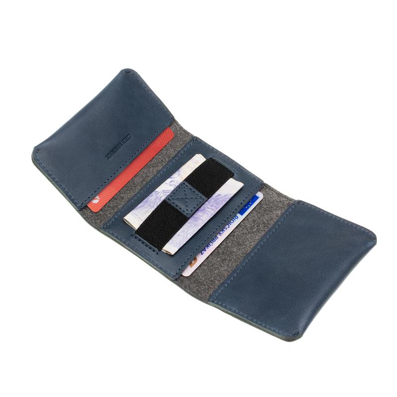 FIXED kožená peněženka Tripple Wallet for Air Tag z pravé hovězí kůže, modrá