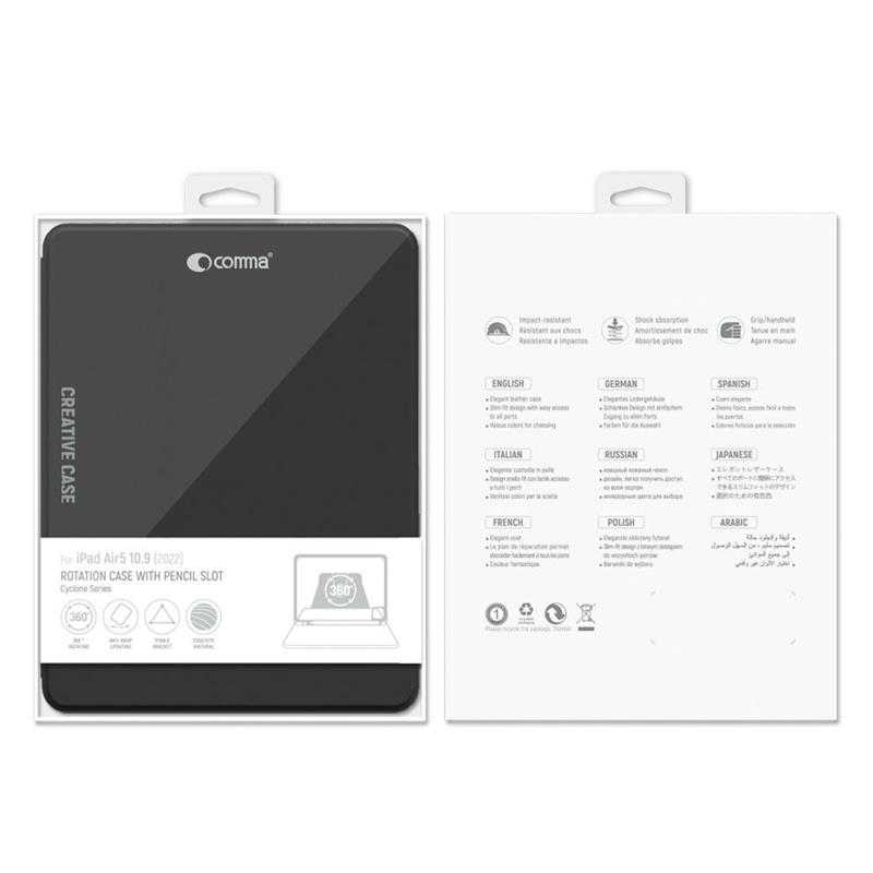 Comma puzdro Cyclone Rotation Case with Pencil Slot pre iPad Air 10.9" 2022/2020 - Black
