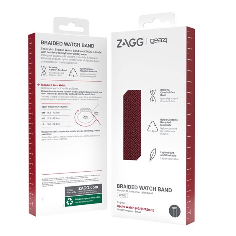 GEAR4 remienok Braided S 160-175 cm pre Apple Watch 42/44/45mm - Wine