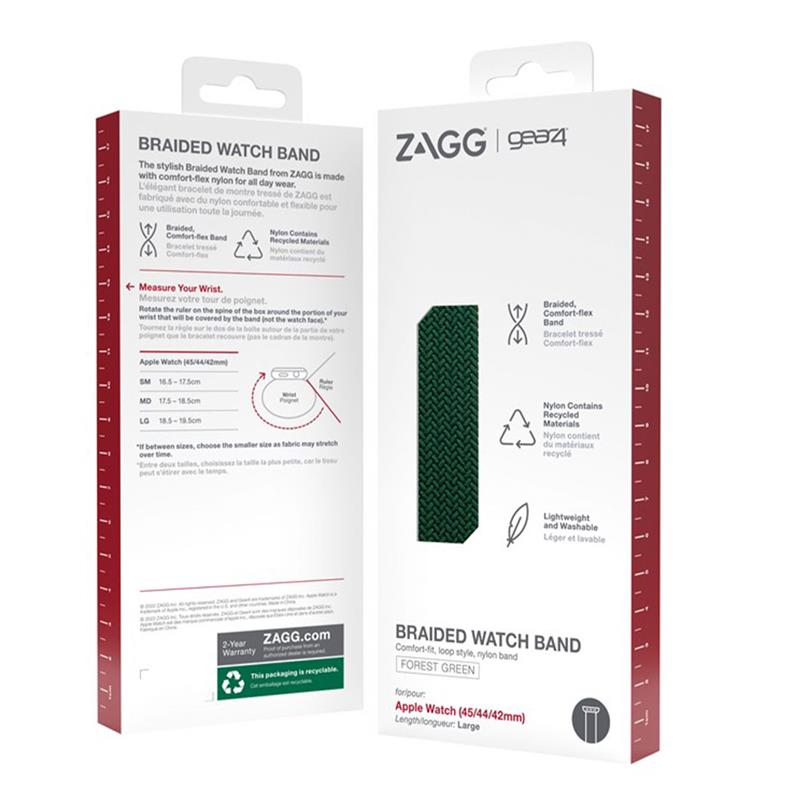 GEAR4 remienok Braided L 190-205 cm pre Apple Watch 42/44/45mm - Forest Green