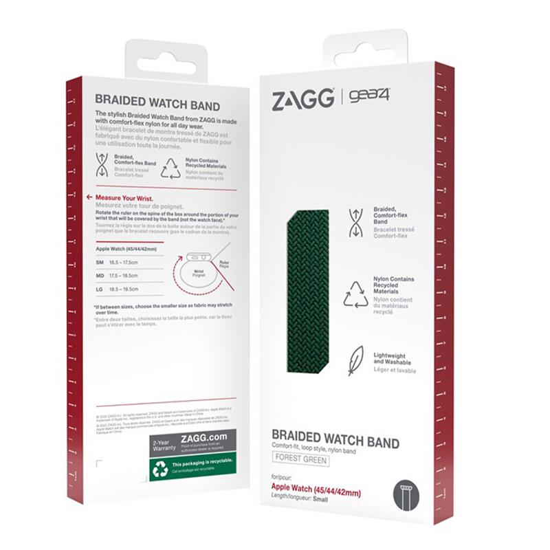 GEAR4 remienok Braided S 160-175 cm pre Apple Watch 42/44/45mm - Forest Green