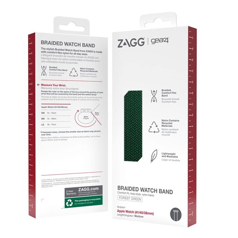 GEAR4 remienok Braided M 150-165 cm pre Apple Watch 38/40/41mm - Forest Green