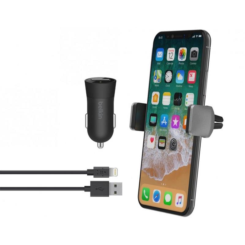 Belkin Travel Charge Kit ( nabíjacka + držiak do auta + lightning kábel 1,2m ) - Black