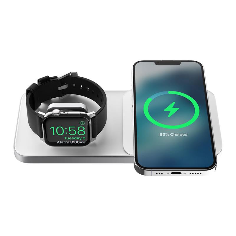 Nomad Base One Max 2-in-1 Magsafe Charger - Silver