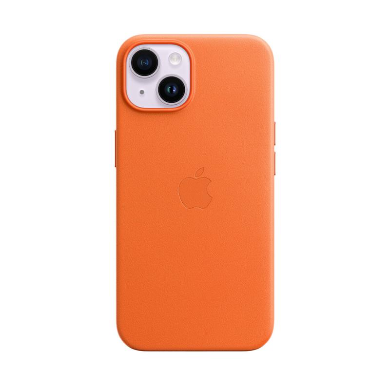 Apple iPhone 14 Leather Case with MagSafe-Orange
