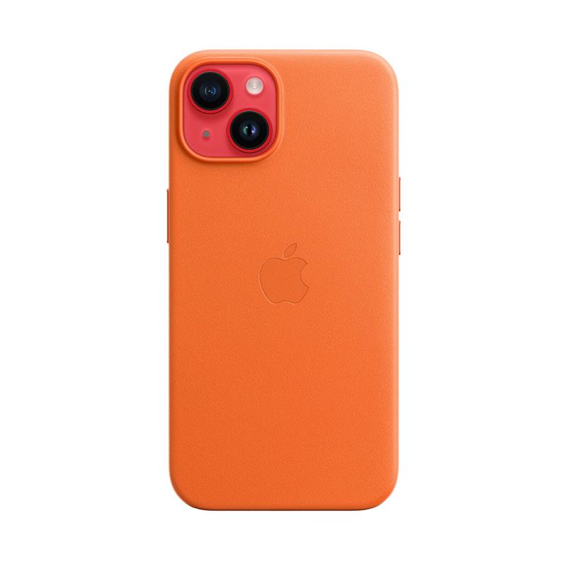 Apple iPhone 14 Leather Case with MagSafe-Orange