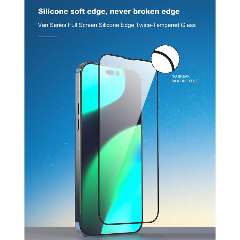 Devia ochranné sklo Van Series Silicone Edge pre iPhone 14 Plus/13 Pro Max - Black Frame
