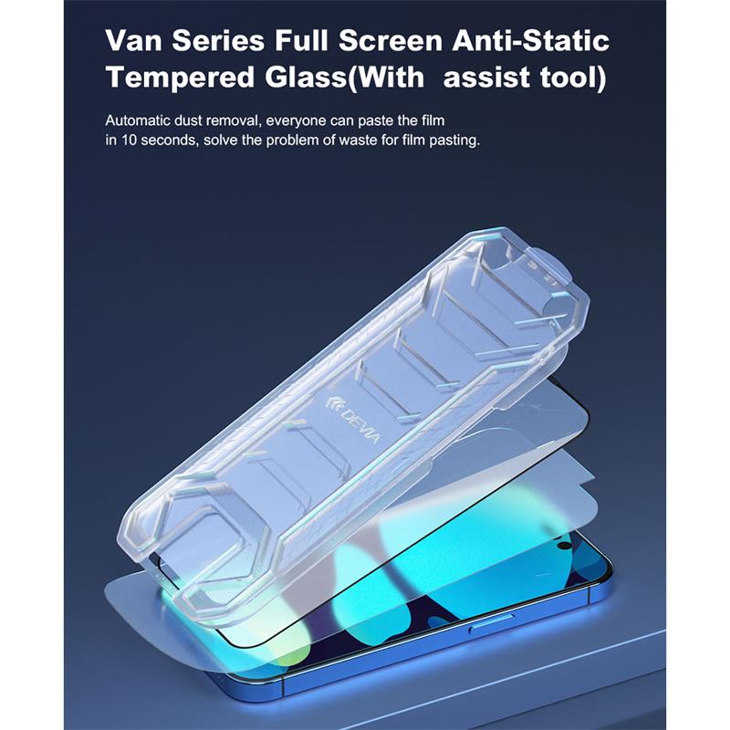 Devia ochranné sklo Van Series Anti-Static AT pre iPhone 14 Plus/13 Pro Max - Black Frame
