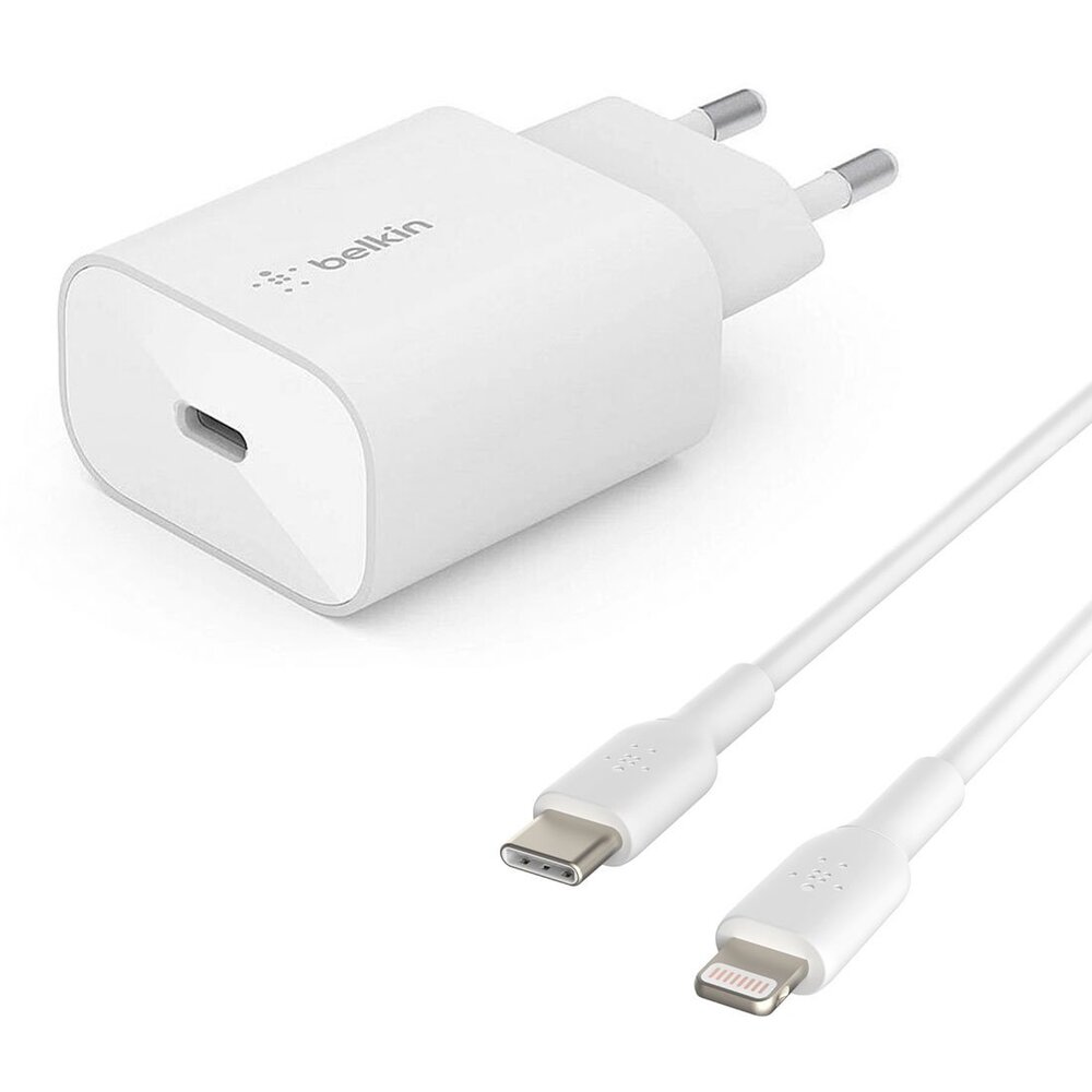 Belkin 25W PD 3.0 PPS USB-C Wall Charger + USB-C/Lightning kábel 1m - White