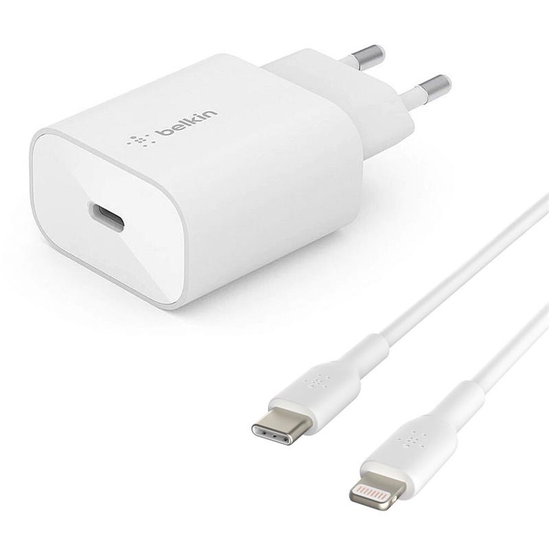 Belkin 25W PD 3.0 PPS USB-C Wall Charger + USB-C/Lightning kábel 1m - White