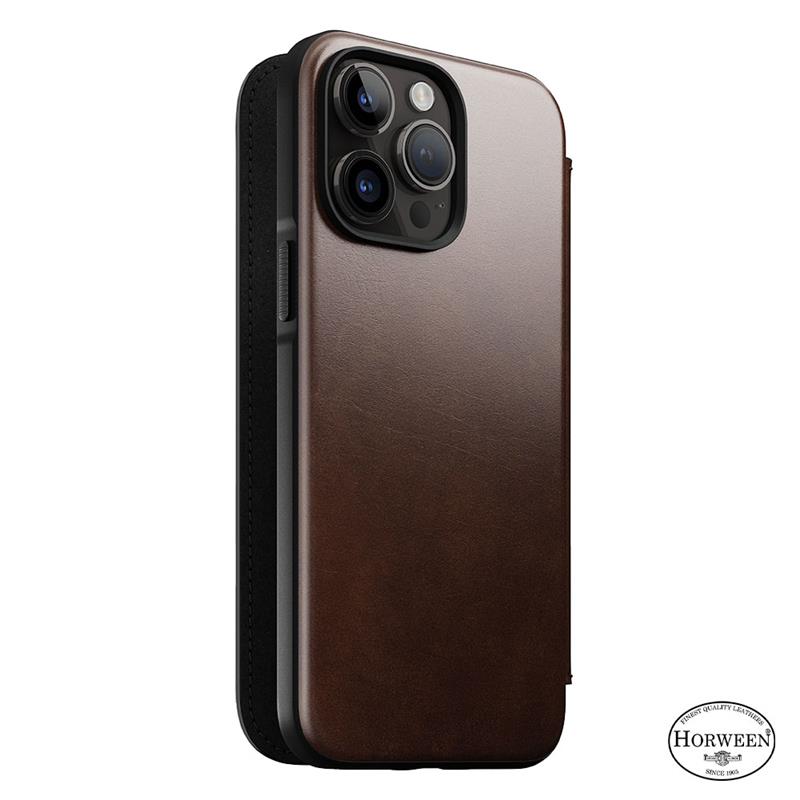Nomad puzdro Modern Leather Folio Magsafe Horween pre iPhone 14 Pro Max - Rustic Brown