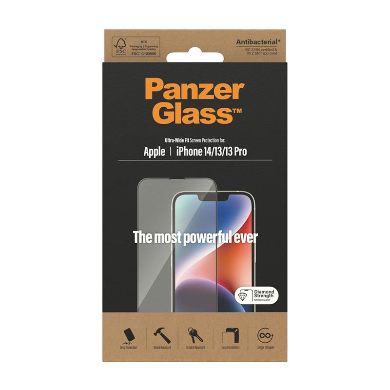 PanzerGlass ochranné sklo UWF AB pre iPhone 16e/14/13/13 Pro - Black Frame