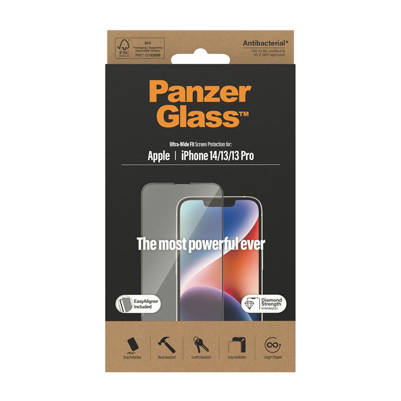 PanzerGlass ochranné sklo UWF AB s aplikátorom pre iPhone 14/13/13 Pro - Black Frame