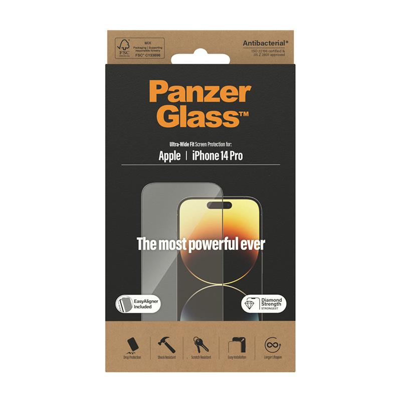 PanzerGlass ochranné sklo UWF AB s aplikátorom pre iPhone 14 Pro - Black Frame