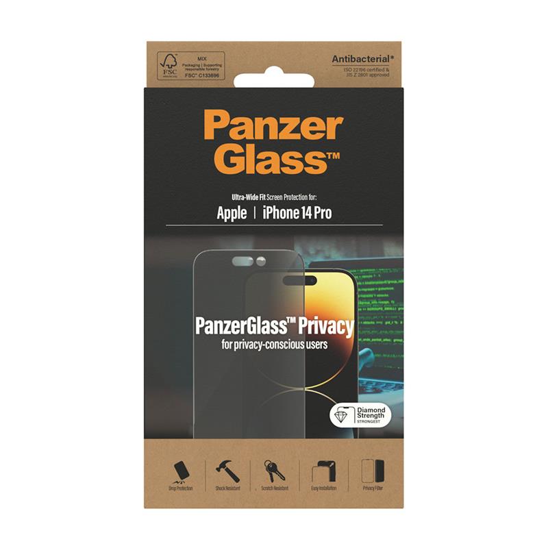 PanzerGlass ochranné sklo UWF Privacy AB pre iPhone 14 Pro - Black Frame