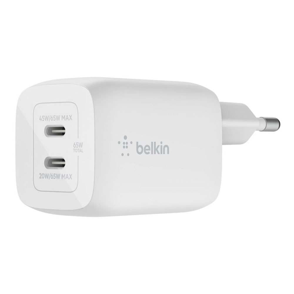 Belkin 65W Dual USB-C GaN PD Wall Charger with PPS-White
