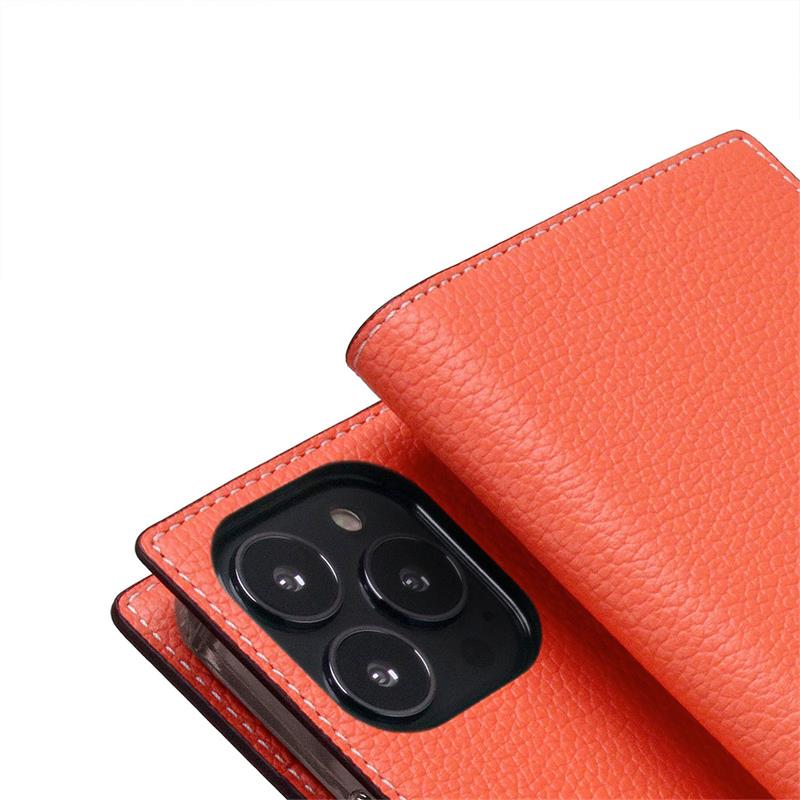 SLG Design puzdro D8 Neon Full Grain Leather Diary pre iPhone 14 Pro - Coral