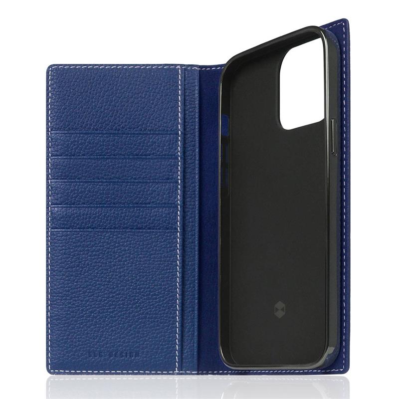 SLG Design puzdro D8 Full Grain Leather pre iPhone 14 Pro Max - Navy Blue