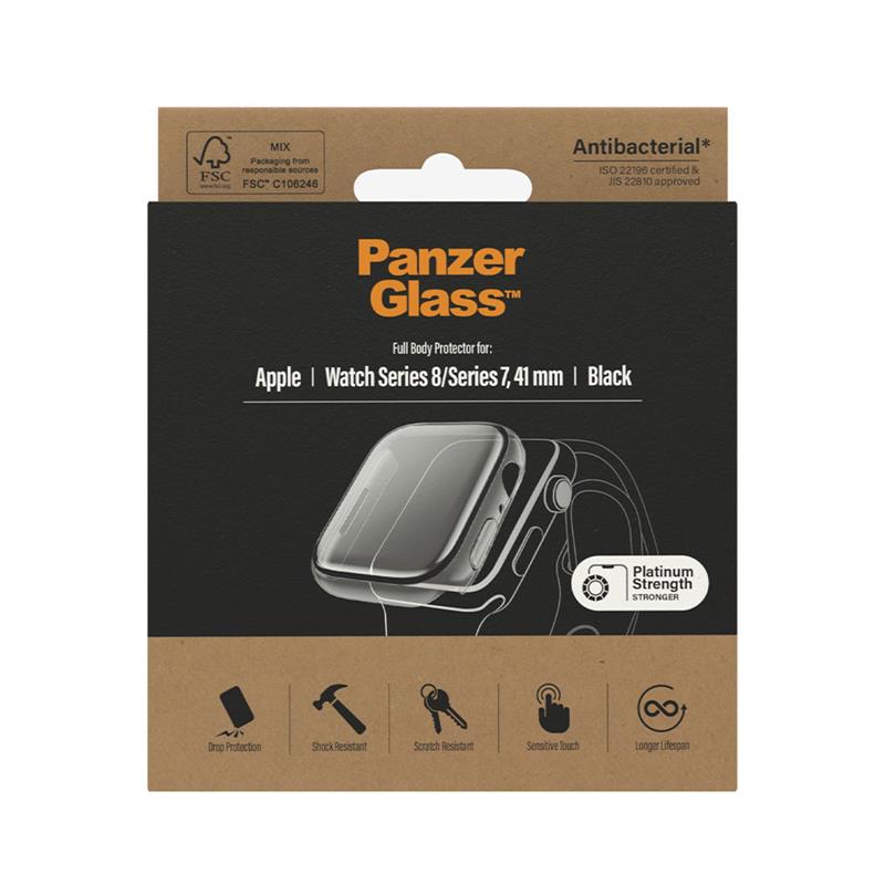 PanzerGlass ochranné sko Full Body AB pre Apple Watch 7/8/9 41mm - Black Frame