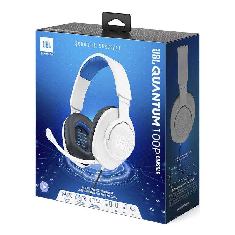 JBL Quantum 100P White Blue slúchadlá