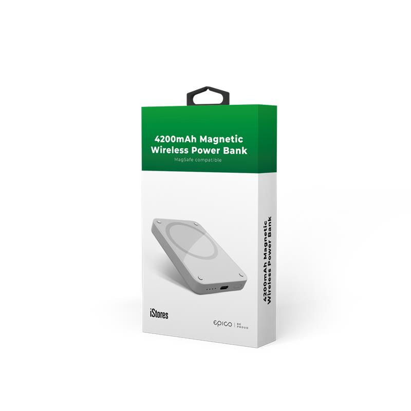 iStores by Epico 4200mAh Magnetic Wireless Power Bank - light grey
