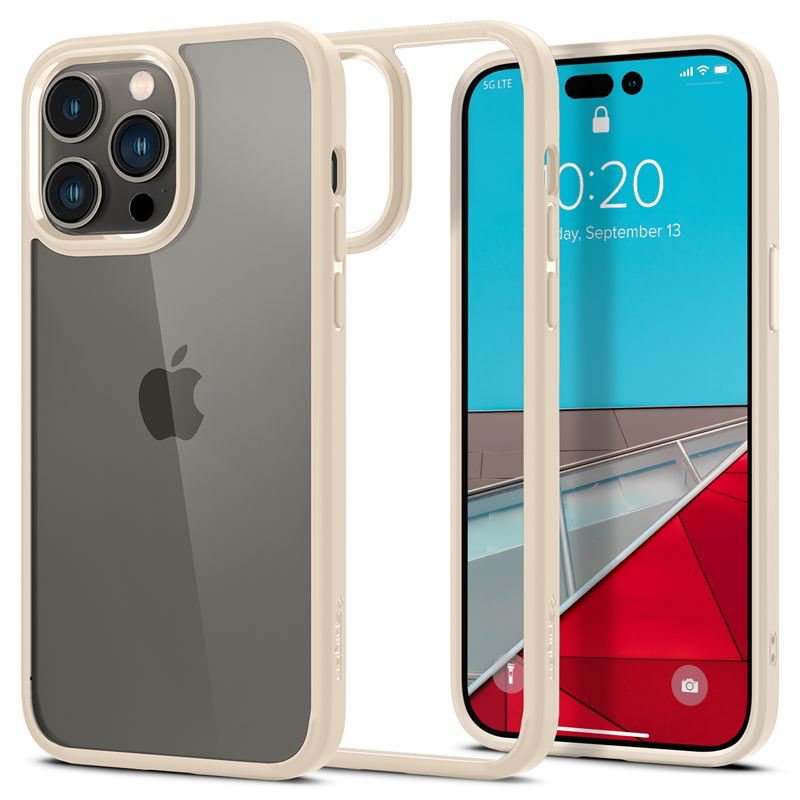 Spigen kryt Crystal Hybrid pro iPhone 14 Pro - Sand Beige