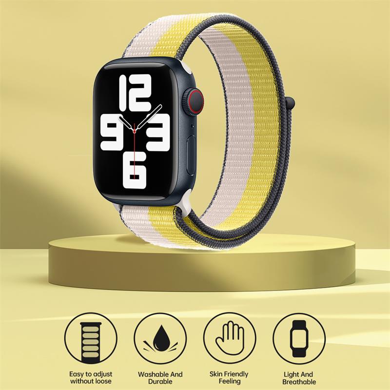 Devia remienok Nylon Braided Two-Tone Loop pre Apple Watch 44/45/46mm - Oat Milk
