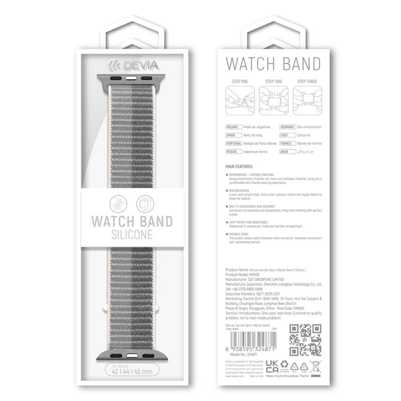 Devia remienok Nylon Braided Two-Tone Loop pre Apple Watch 44/45/46mm - Pinch Feather
