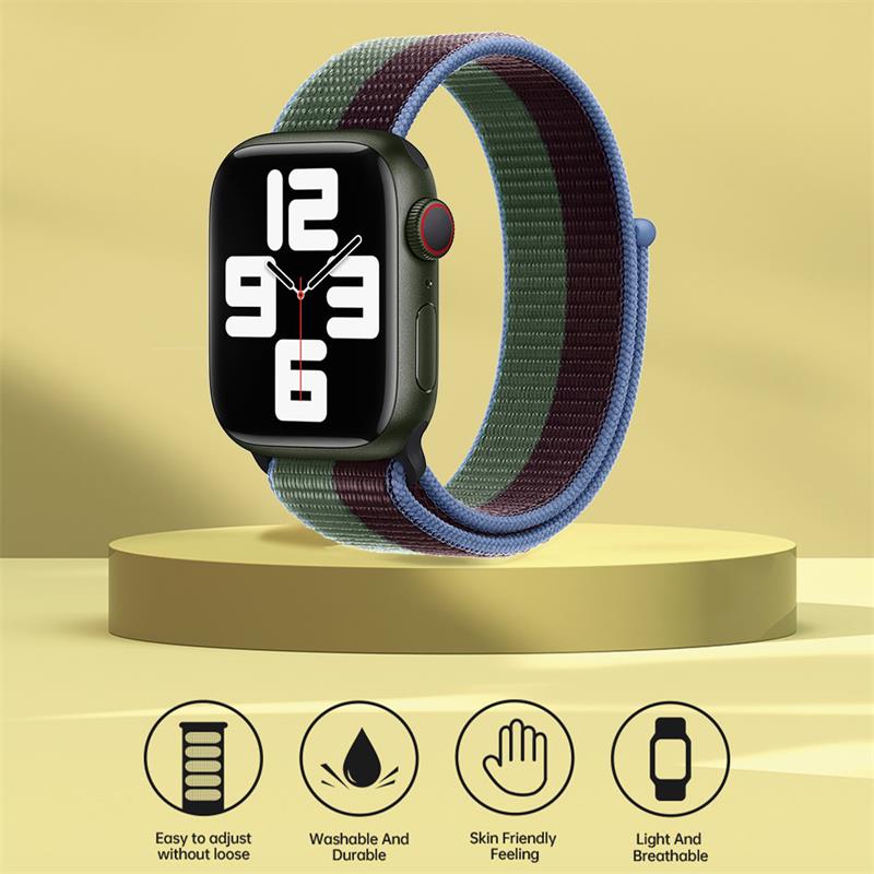 Devia remienok Nylon Braided Two-Tone Loop pre Apple Watch 44/45/46mm - Eucalyptus Green