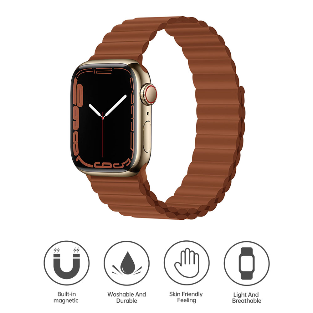 Devia remienok Deluxe Series Sport3 Silicone Magnet Band 44/45/46mm - Saddle Brown
