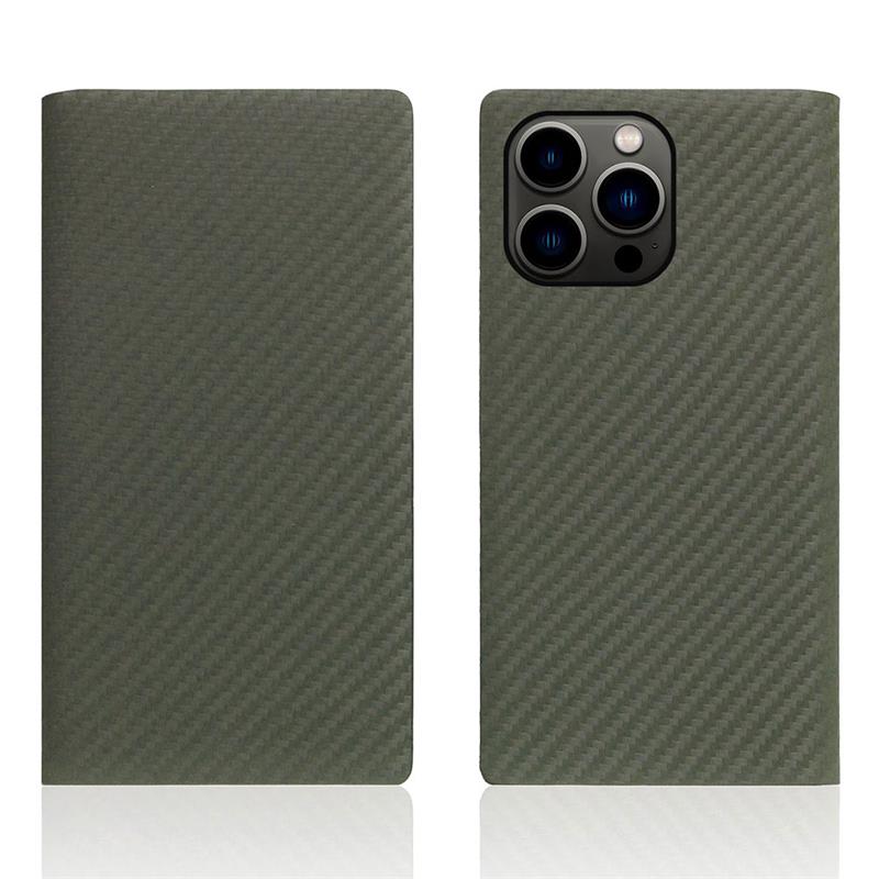 SLG Design puzdro D+ Italian Carbon Leather Diary pre iPhone 14 Pro - Khaki