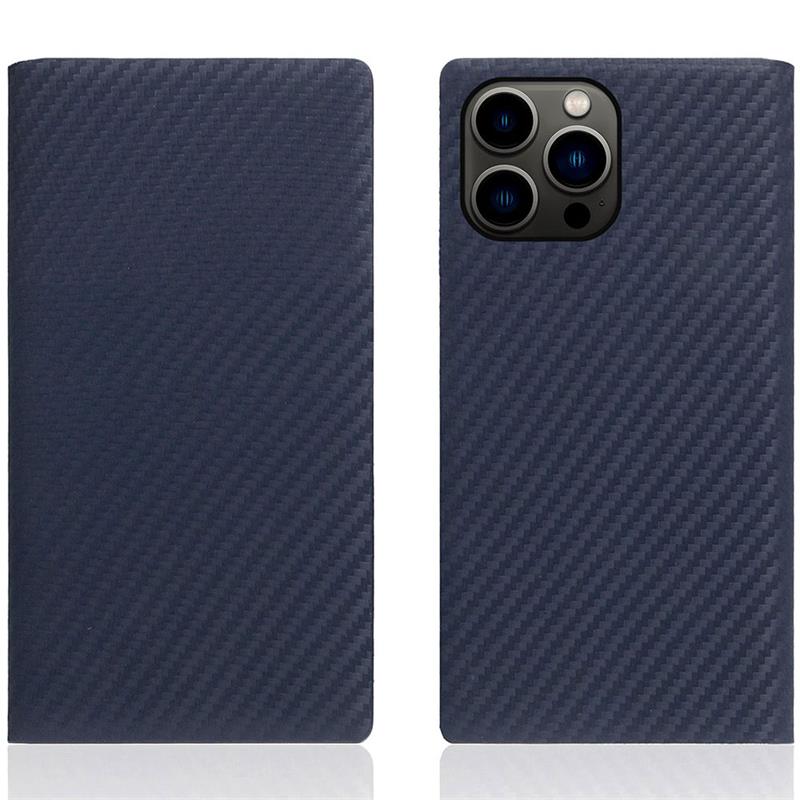 SLG Design puzdro D+ Italian Carbon Leather Diary pre iPhone 14 Pro Max - Navy