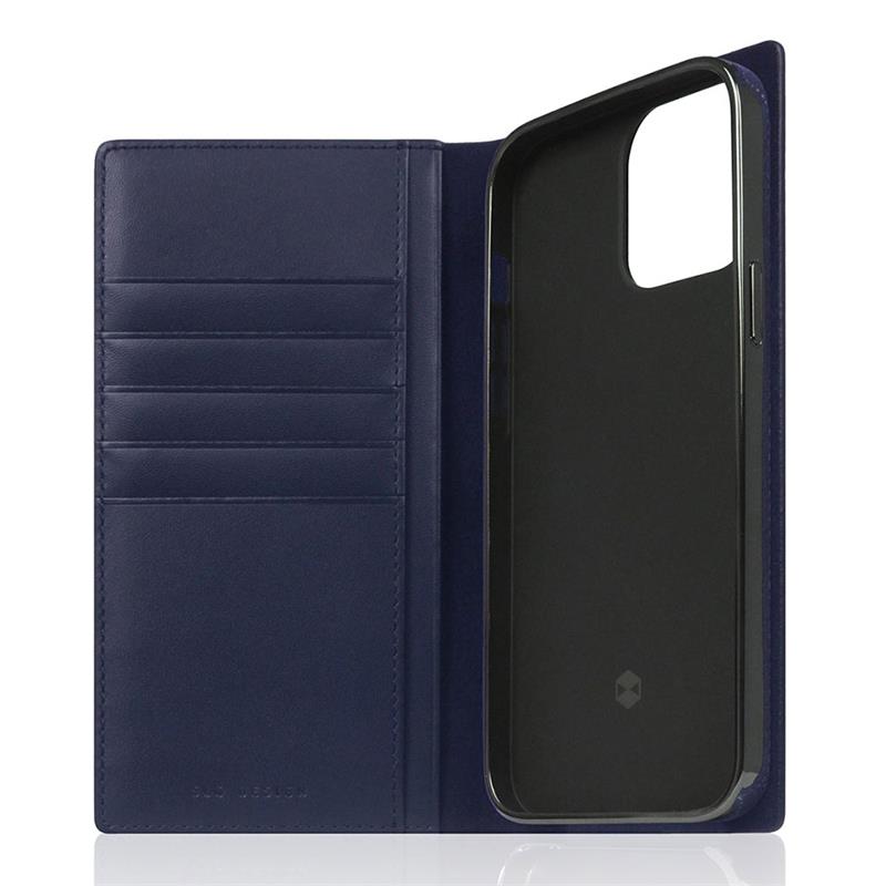 SLG Design puzdro D+ Italian Carbon Leather Diary pre iPhone 14 Pro Max - Navy