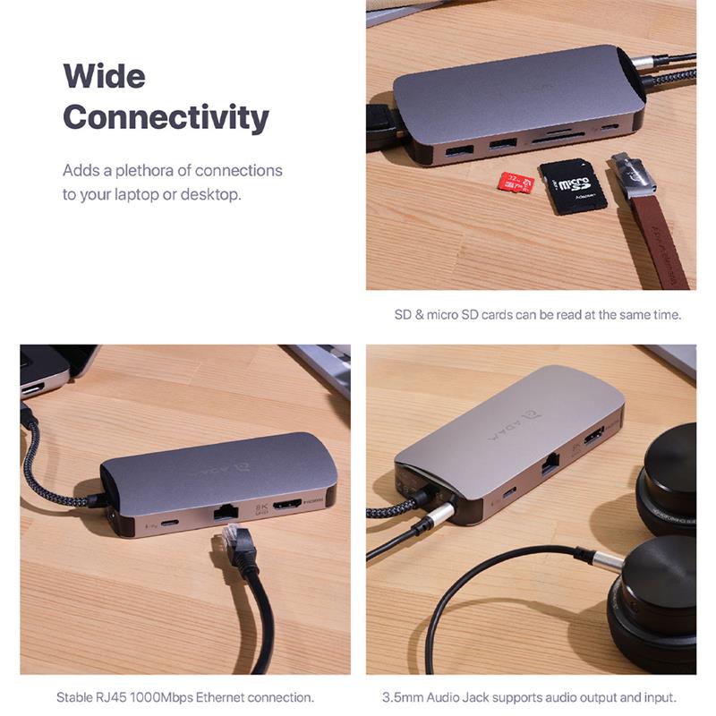 Adam Elements CASA X DP USB-C 8K 10-in-1 Hub  - Grey