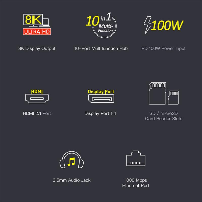 Adam Elements CASA X DP USB-C 8K 10-in-1 Hub  - Grey