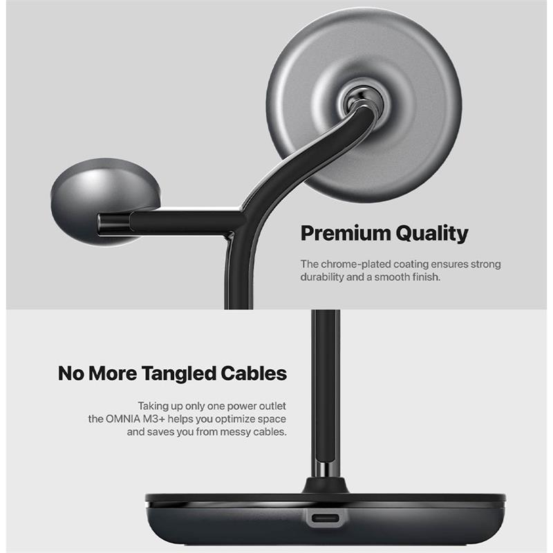 Adam Elements Omnia M3+ Magnetic 3-in-1 Wireless Charging Station - Black