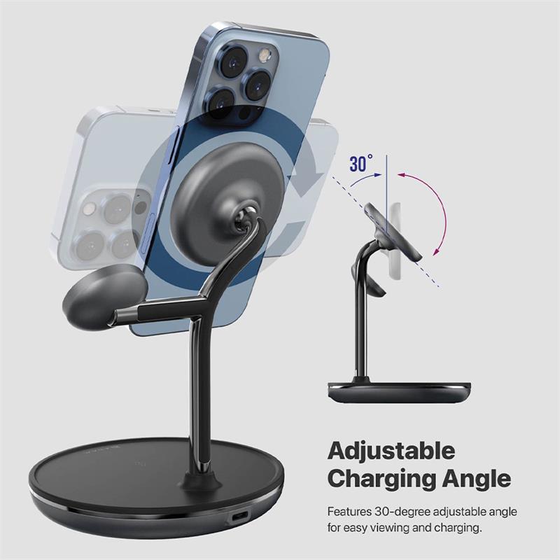 Adam Elements Omnia M3+ Magnetic 3-in-1 Wireless Charging Station - Black