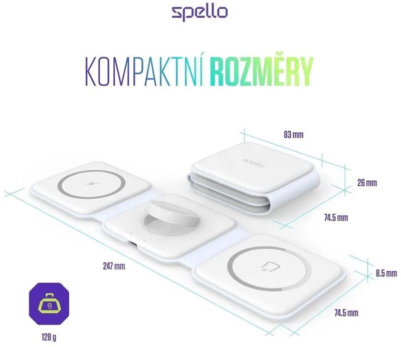 Spello by Epico 3in1 Skladacia Bezdrôtová Nabíjačka - Biela