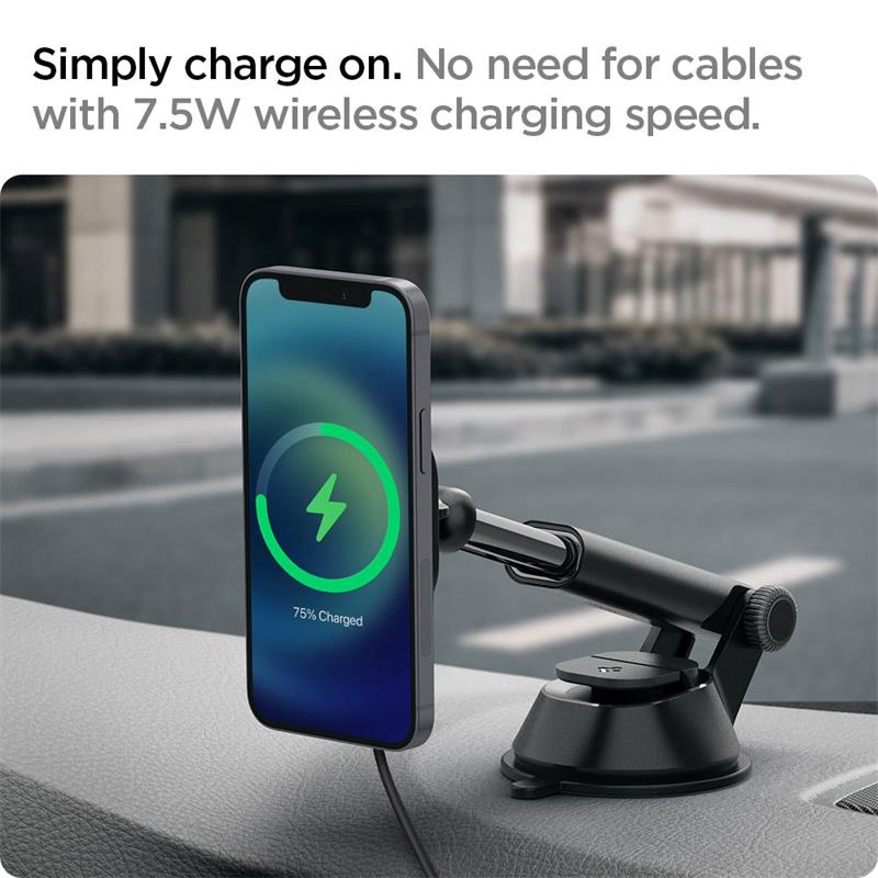 Spigen držiak do auta OneTap Pro Magnetic Car Charger Dashboard - Black