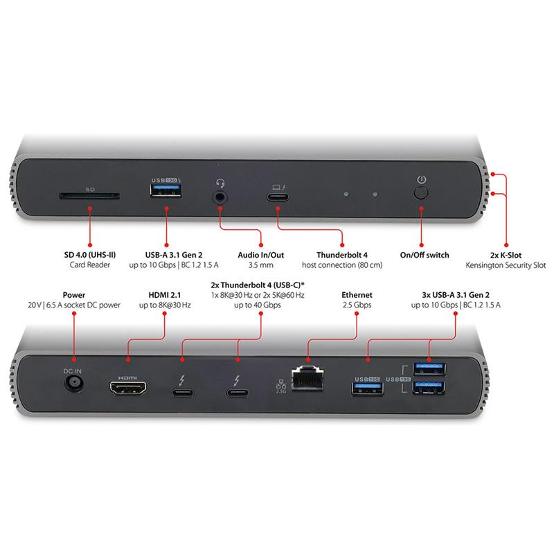 LMP ThunderDock 8K 10-Port Thunderbolt 4 Docking Station - Space Gray